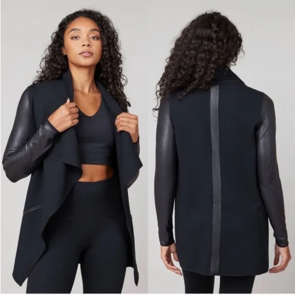 NEW IN BOX!  Spanx Drape Front Ponte Faux Leather Jacket Size 3X
